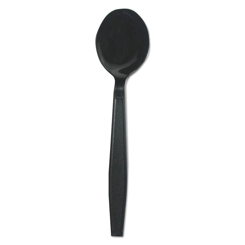Heavyweight Polypropylene Cutlery, Soup Spoon, Black, 1000/carton