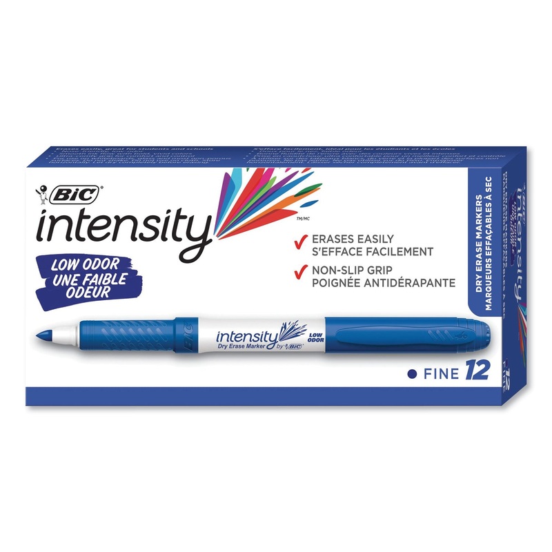 INTENSITY LOW ODOR DRY ERASE MARKER, FINE BULLET TIP, BLUE, DOZEN