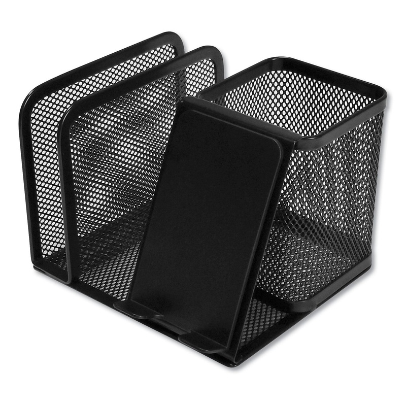 MESH DESK ORGANIZER, 5 3/4 X 5 3/4 X 4 1/8, BLACK