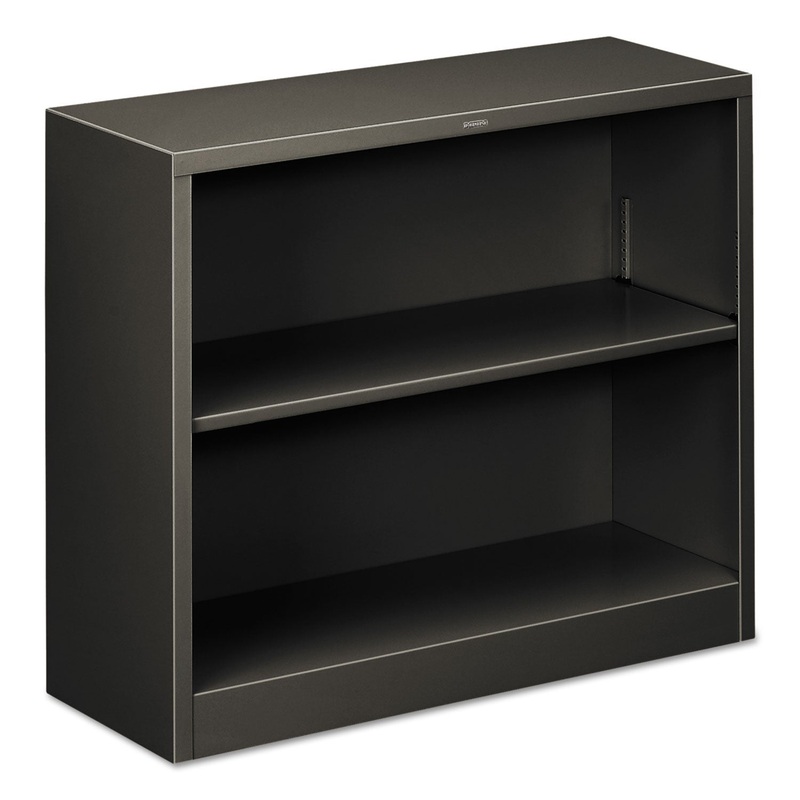 Metal Bookcase, Two-Shelf, 34-1/2w X 12-5/8d X 29h, Charcoal