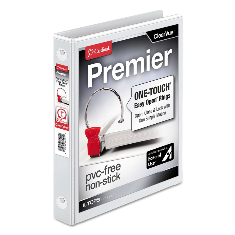 PREMIER EASY OPEN CLEARVUE LOCKING ROUND RING BINDER, 3 RINGS, 1″ CAPACITY, 11 X 8.5, WHITE