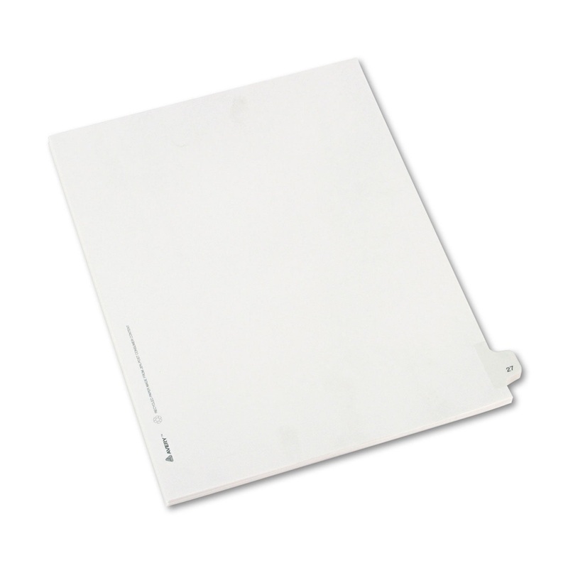PREPRINTED LEGAL EXHIBIT SIDE TAB INDEX DIVIDERS, ALLSTATE STYLE, 10-TAB, 27, 11 X 8.5, WHITE, 25/PACK