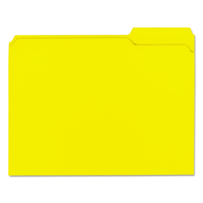 REINFORCED TOP-TAB FILE FOLDERS, 1/3-CUT TABS, LETTER SIZE, YELLOW, 100/BOX