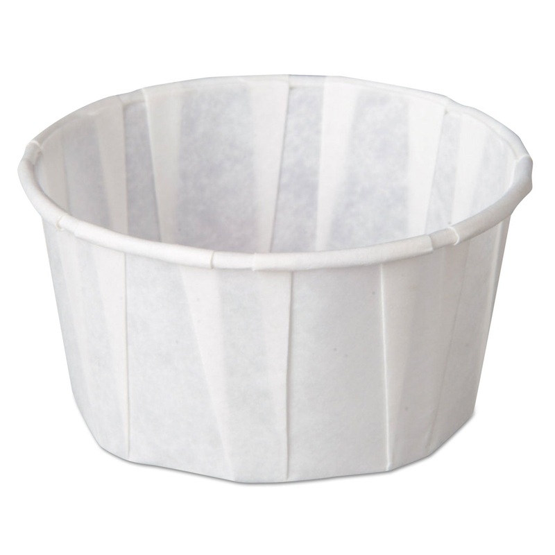 Squat Paper Portion Cup, Pleated, 4 Oz, White, 5000/carton