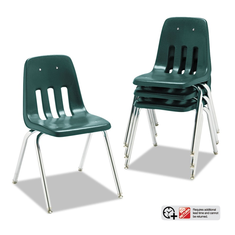 9000 SERIES PLASTIC STACK CHAIR, 18″ SEAT HEIGHT, FOREST GREEN SEAT/FOREST GREEN BACK, CHROME BASE, 4/CARTON
