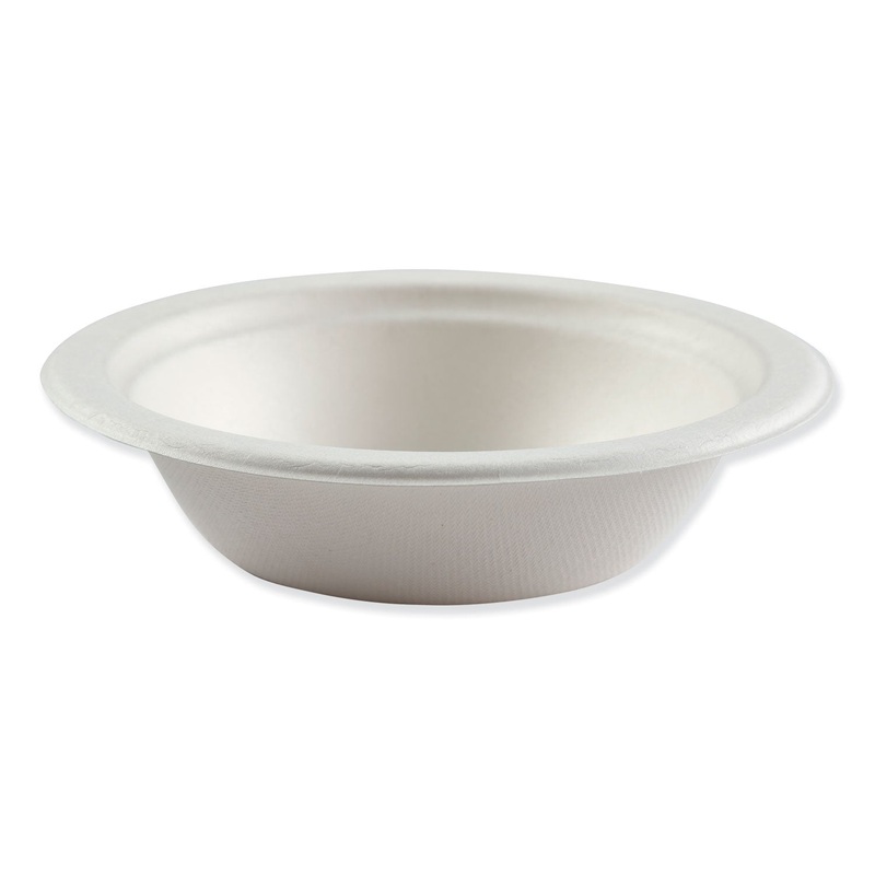 BAGASSE MOLDED FIBER DINNERWARE, BOWL, 6.25″ DIAMETER, WHITE, 1000/CARTON