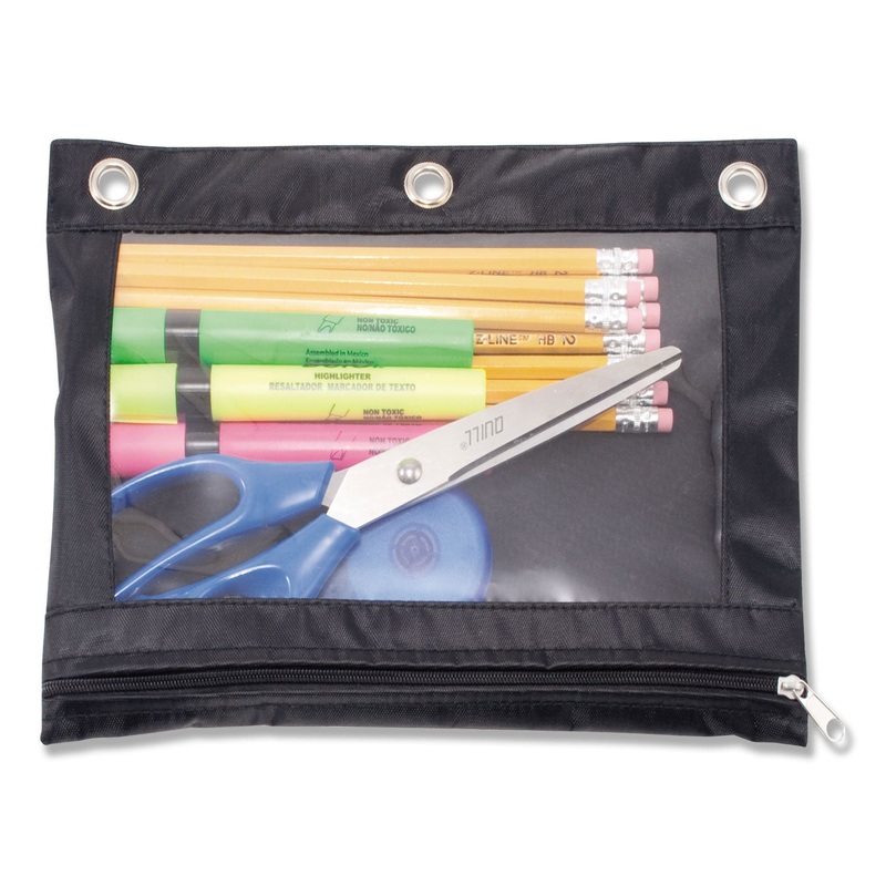 Binder Pencil Pouch, 10 X 7 3/8, Black/clear