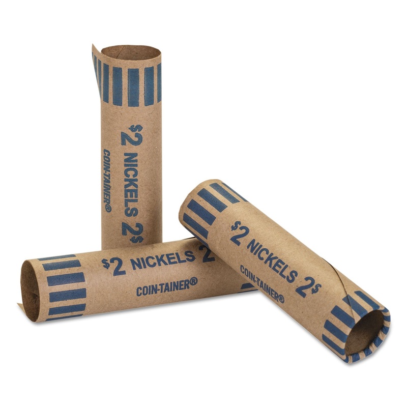 Preformed Tubular Coin Wrappers, Nickels, $2, 1000 Wrappers/box
