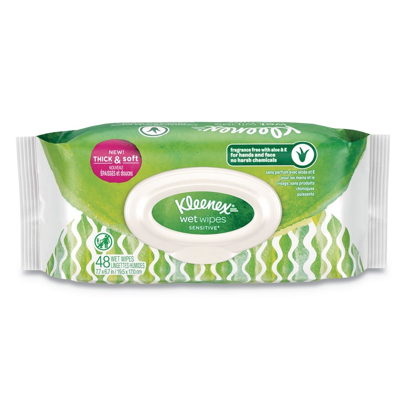WET WIPES SENSITIVE WITH ALOE/VITAMIN E FOR HANDS/FACE, 6.7 X 7.7, 48 WIPES/PACK