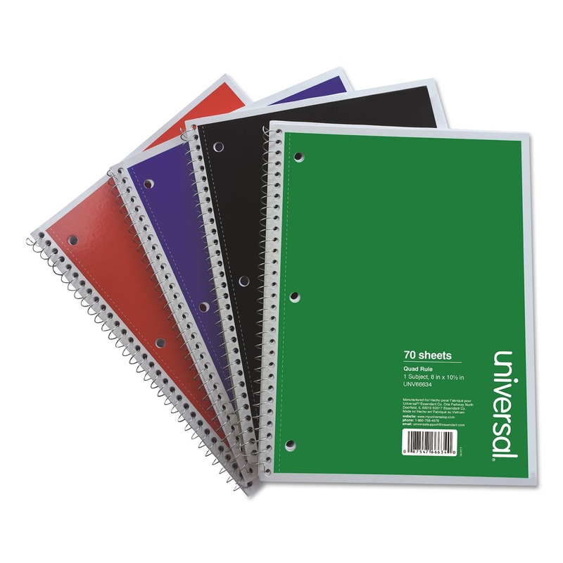 WIREBOUND NOTEBOOK, 4 SQ/IN QUADRILLE RULE, 10.5 X 8, WHITE, 70 SHEETS, 4/PACK