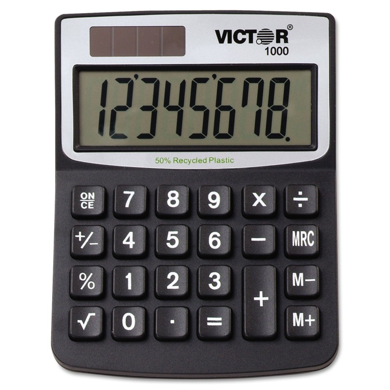 1000 Minidesk Calculator, Solar/battery, 8-Digit Lcd