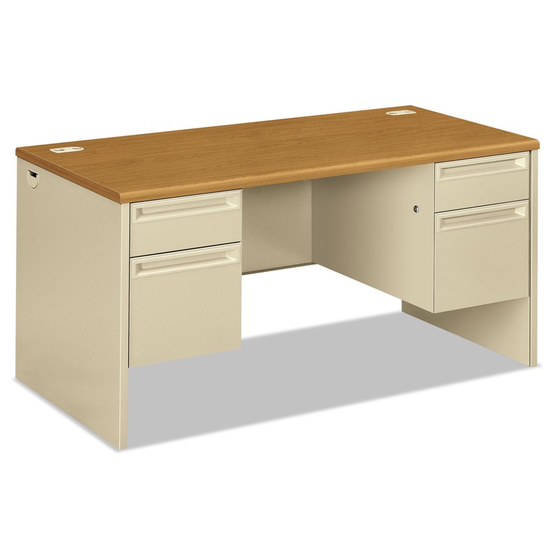38000 SERIES DOUBLE PEDESTAL DESK, 60W X 30D X 29.5H, HARVEST/PUTTY