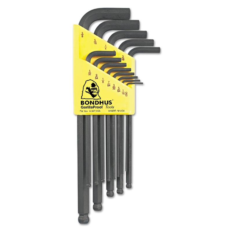 Ball-End Hex Key, 13-Piece Set, Sae, Black Oxide