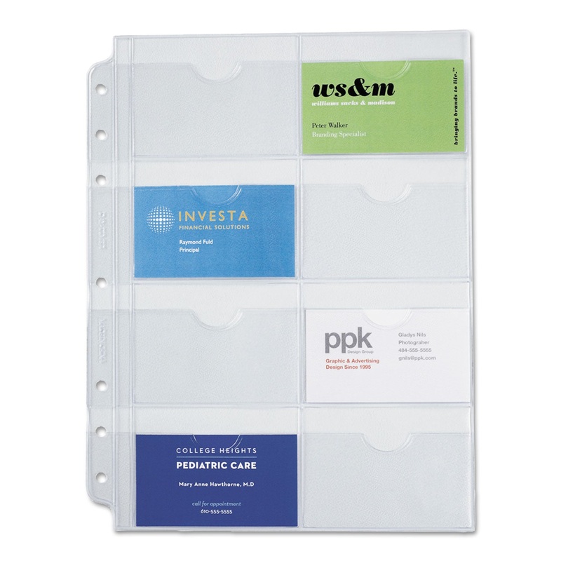 Business Card Holders For Looseleaf Planners, 8 1/2 X 11, 5/pack