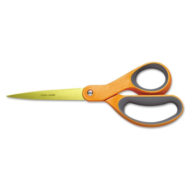 Classic Stainless Steel Scissors, 8 In. Length, Straight, Orange
