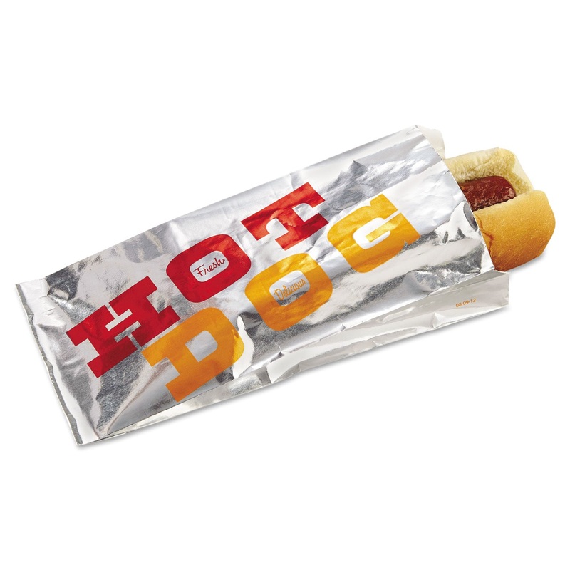 FOIL SINGLE-SERVE BAGS, 3.5″ X 8.5″, WHITE/”HOT DOG”, 1,000/CARTON