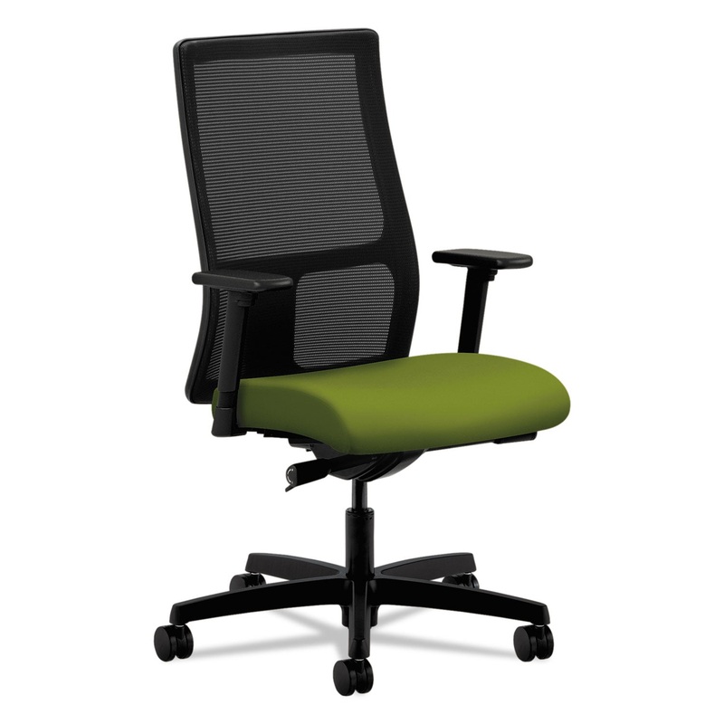 IGNITION SERIES MESH MID-BACK WORK CHAIR, SUPPORTS UP TO 300 LBS., PEAR SEAT/BLACK BACK, BLACK BASE