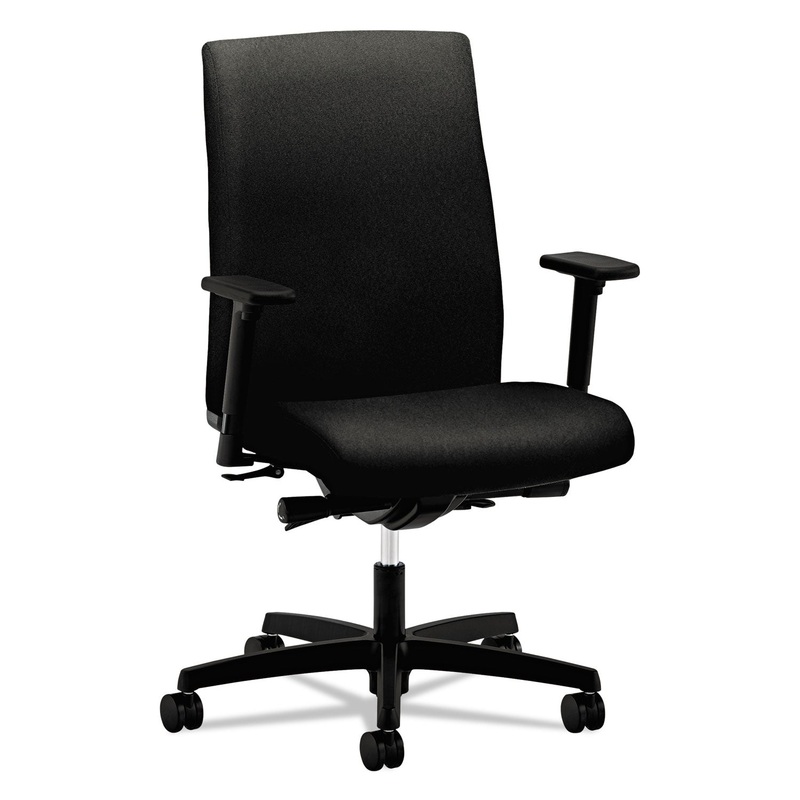 IGNITION SERIES MID-BACK WORK CHAIR, SUPPORTS UP TO 300 LBS., BLACK SEAT/BLACK BACK, BLACK BASE