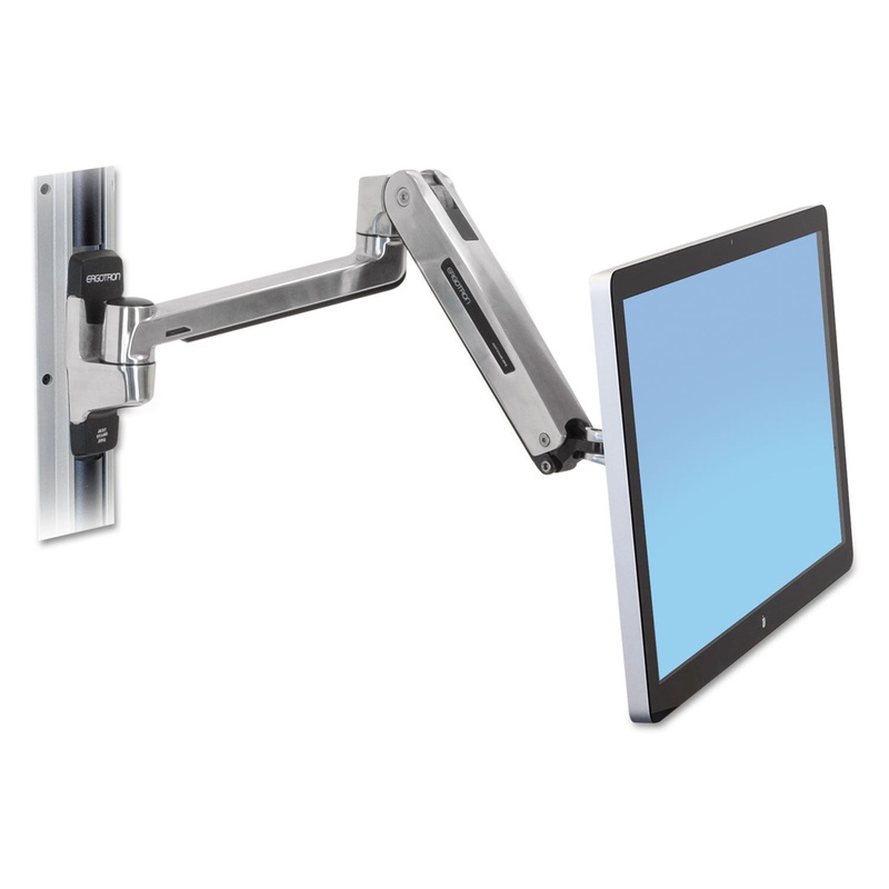 Lx Hd Sit-Stand Wall Mount Lcd Arm, Polished Aluminum/black