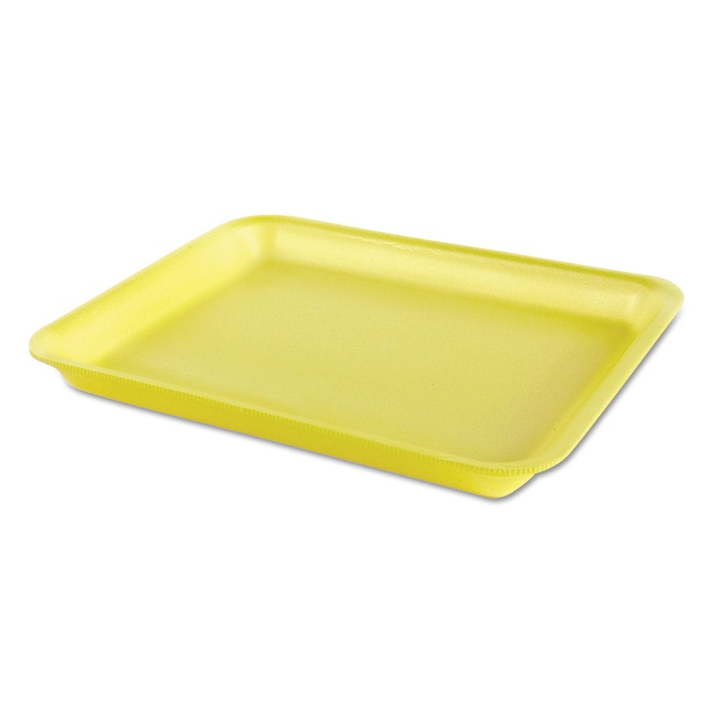 Processor/heavy Supermarket Tray, Yellow, 10-1/2×8-1/4×1-1/8, 100/bag, 4/ct