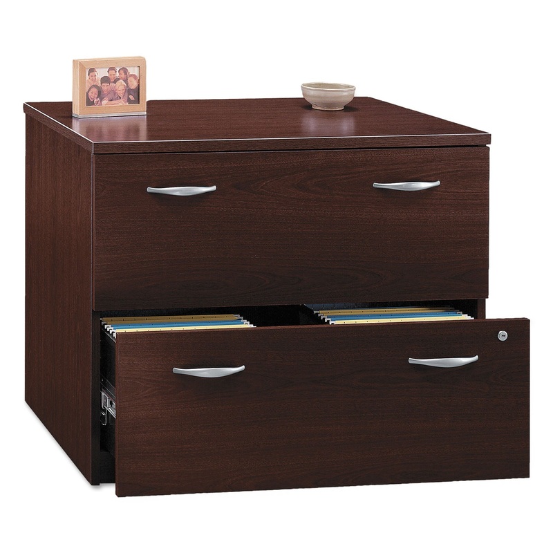 SERIES C COLLECTION 2 DRAWER 36W LATERAL FILE (ASSEMBLED), 35.75W X 23.38D X 29.88H, MAHOGANY