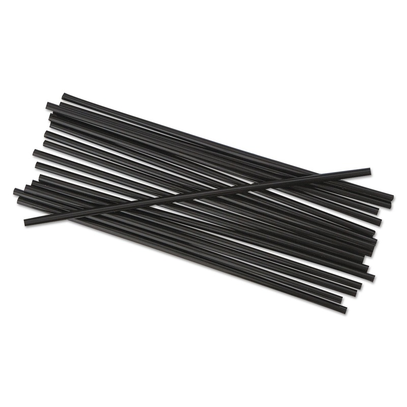 SINGLE-TUBE STIR-STRAWS, 5 1/4″, BLACK, 1000/PACK, 10/CARTON