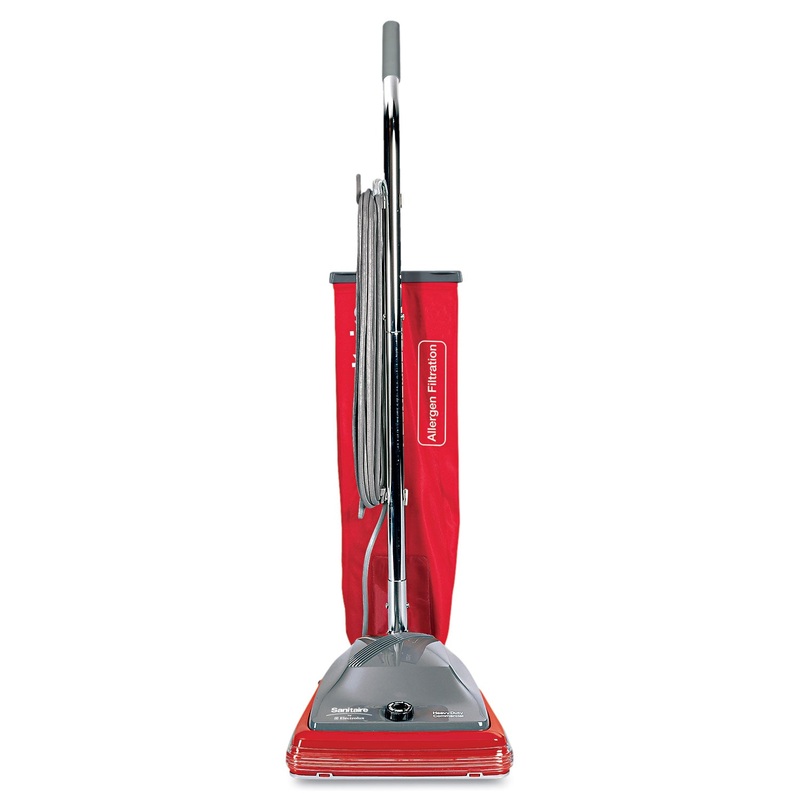 TRADITION UPRIGHT BAGGED VACUUM, 5 AMP, 19.8 LB, RED/GRAY