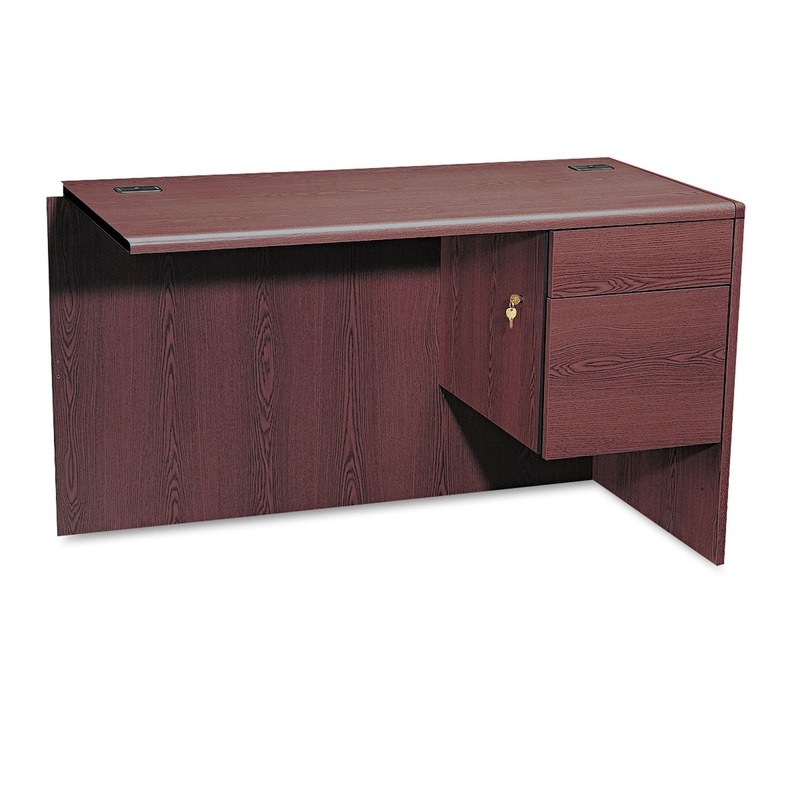 10700 “l” Workstation Return, Right 3/4 Pedestal, 48w X 24d X 29 1/2h, Mahogany
