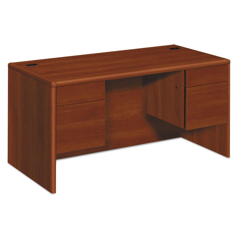 10700 SERIES DESK, 3/4 HEIGHT DOUBLE PEDESTALS, 60W X 30D X 29.5H, COGNAC