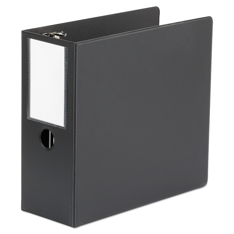 DELUXE NON-VIEW D-RING BINDER WITH LABEL HOLDER, 3 RINGS, 5″ CAPACITY, 11 X 8.5, BLACK