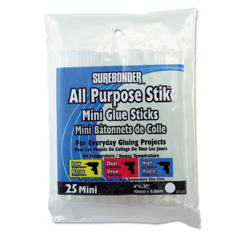HOT MELT GLUE STICKS, 0.27″ X 4″, DRIES WHITE, 25/PACK