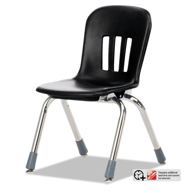 METAPHOR SERIES CLASSROOM CHAIR, 12.5″ SEAT HEIGHT, BLACK SEAT/BLACK BACK, CHROME BASE, 5/CARTON