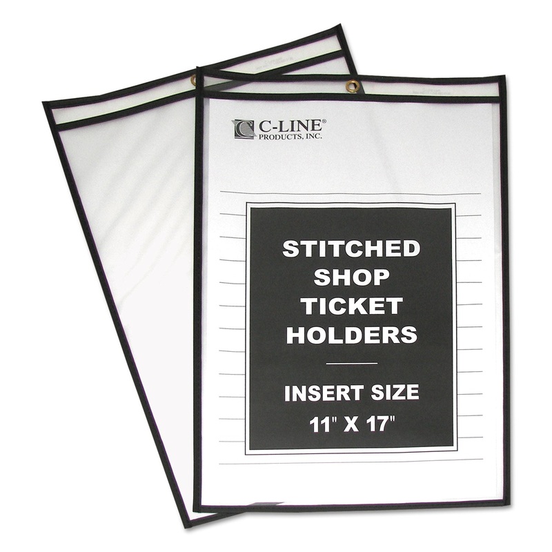 SHOP TICKET HOLDERS, STITCHED, BOTH SIDES CLEAR, 75″, 11 X 17, 25/BOX