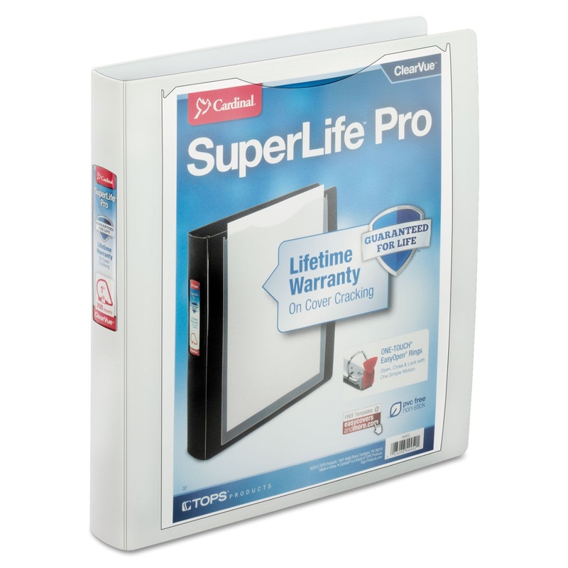 SUPERLIFE PRO EASY OPEN CLEARVUE LOCKING SLANT-D RING BINDER, 3 RINGS, 1.5″ CAPACITY, 11 X 8.5, WHITE