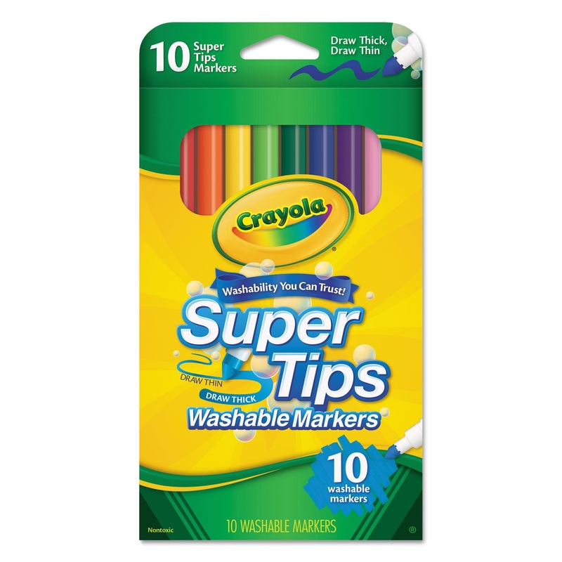WASHABLE SUPER TIPS MARKERS, BROAD/FINE BULLET TIP, ASSORTED COLORS,
