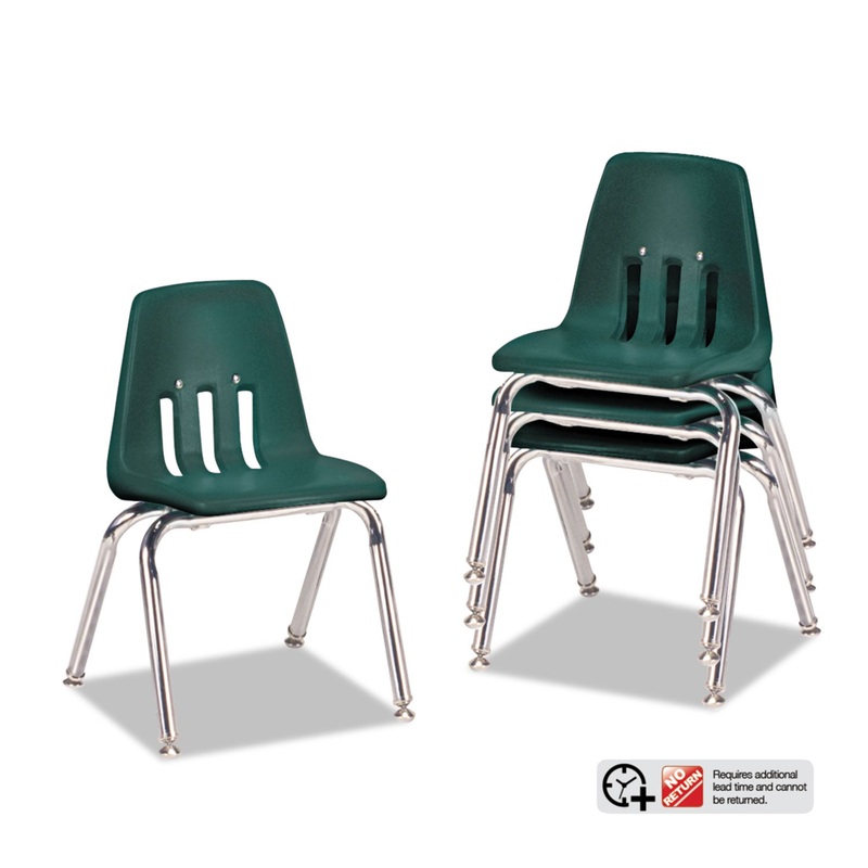 9000 SERIES CLASSROOM CHAIRS, 14″ SEAT HEIGHT, FOREST GREEN SEAT/FOREST GREEN BACK, CHROME BASE, 4/CARTON