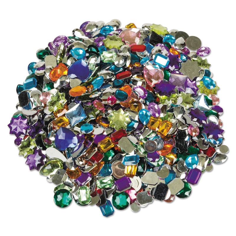 ACRYLIC GEMSTONES CLASSROOM PACK, 1 LB, ASSORTED COLORS/SIZES