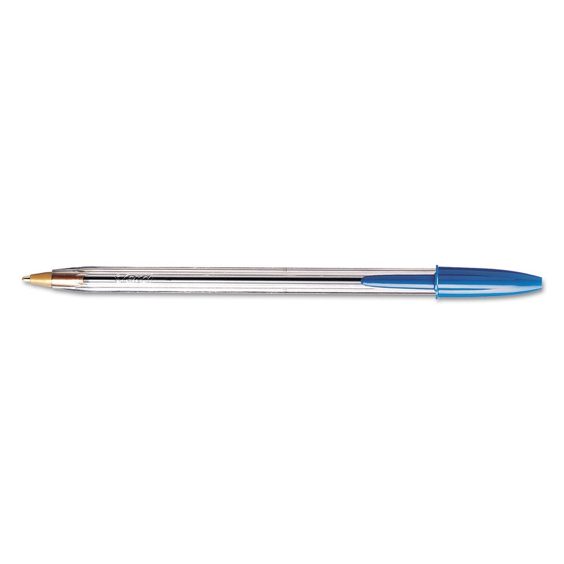 CRISTAL XTRA SMOOTH STICK BALLPOINT PEN, 1MM, BLUE INK, CLEAR BARREL, 24/PACK