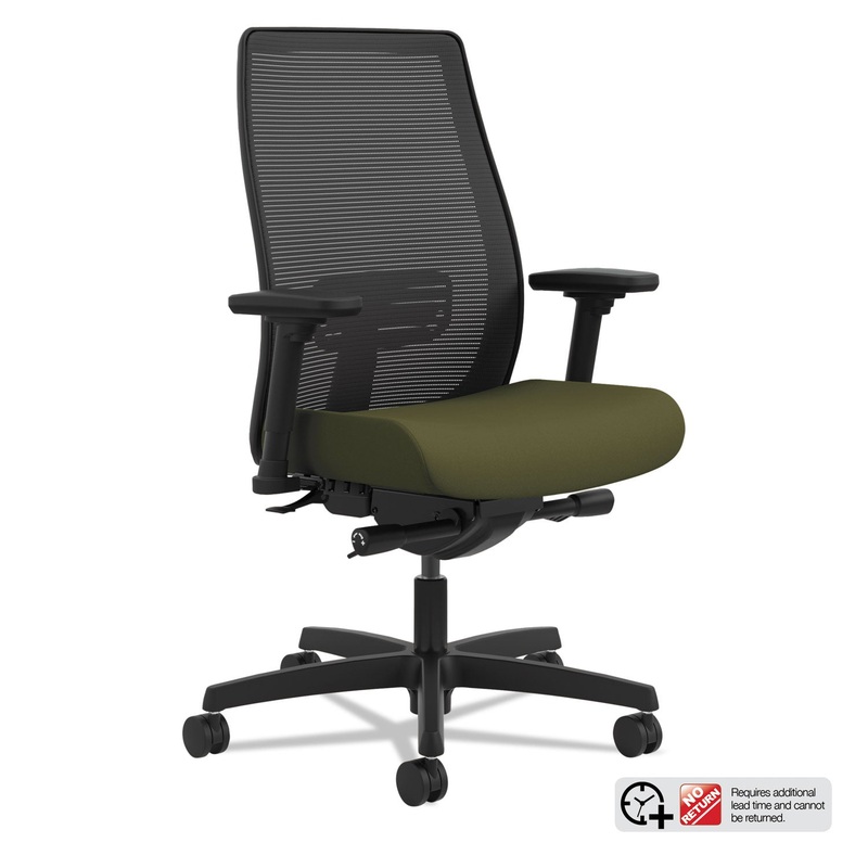 ENDORSE MESH MID-BACK WORK CHAIR, SUPPORTS UP TO 300 LBS., OLIVINE SEAT/BLACK BACK, BLACK BASE