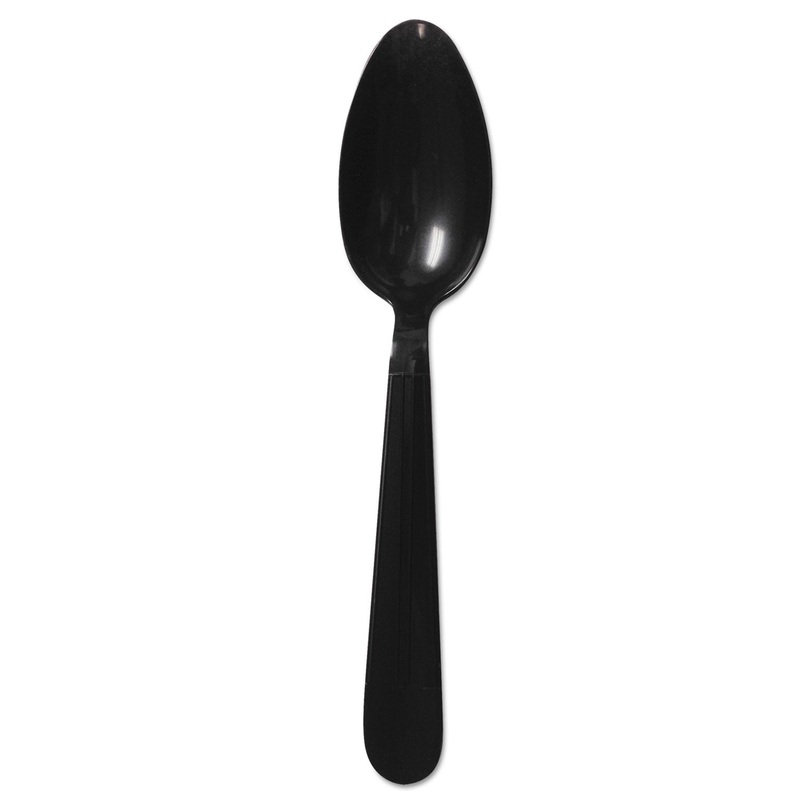 Heavyweight Cutlery, Spoons, 6 1/2″, Polypropylene, Black, 1000/carton