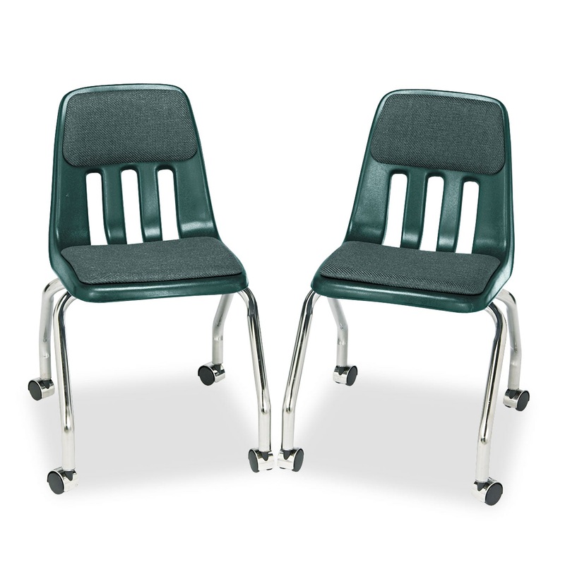 PADDED TEACHER’S CHAIR, FOREST GREEN SEAT/FOREST GREEN BACK, CHROME BASE, 2/CARTON