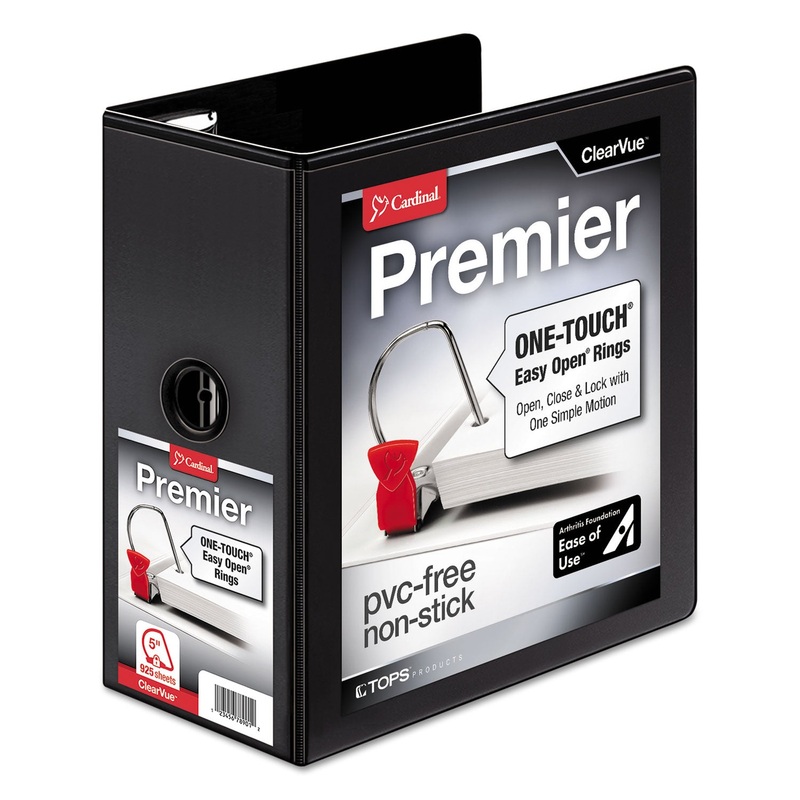 PREMIER EASY OPEN CLEARVUE LOCKING SLANT-D RING BINDER, 3 RINGS, 5″ CAPACITY, 11 X 8.5, BLACK
