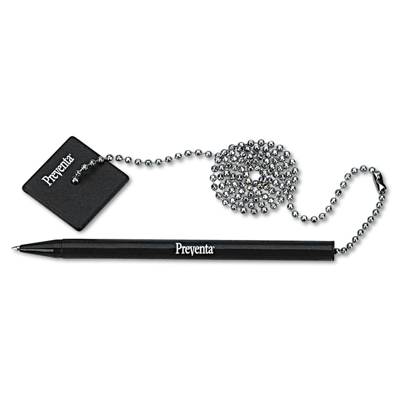 PREVENTA STICK BALLPOINT COUNTER PEN, MEDIUM 1MM, BLACK INK, BLACK BARREL