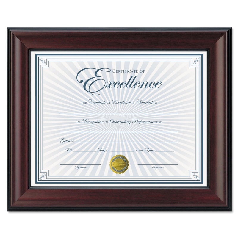 Rosewood Document Frame, Wall-Mount, Plastic, 8 1/2 X 11