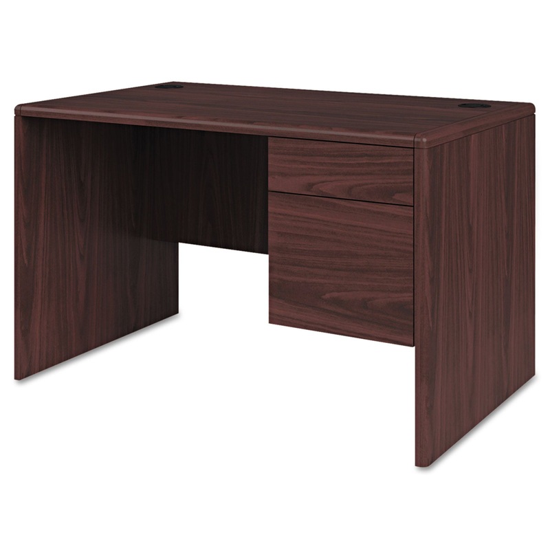 10700 SERIES SINGLE 3/4 RIGHT PEDESTAL DESK, 48W X 30D X 29.5H, MAHOGANY