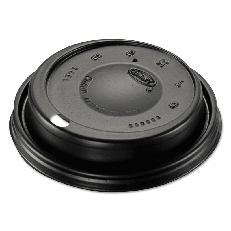 Cappuccino Dome Sipper Lids, Black, Plastic, 100/pack, 10 Packs/carton