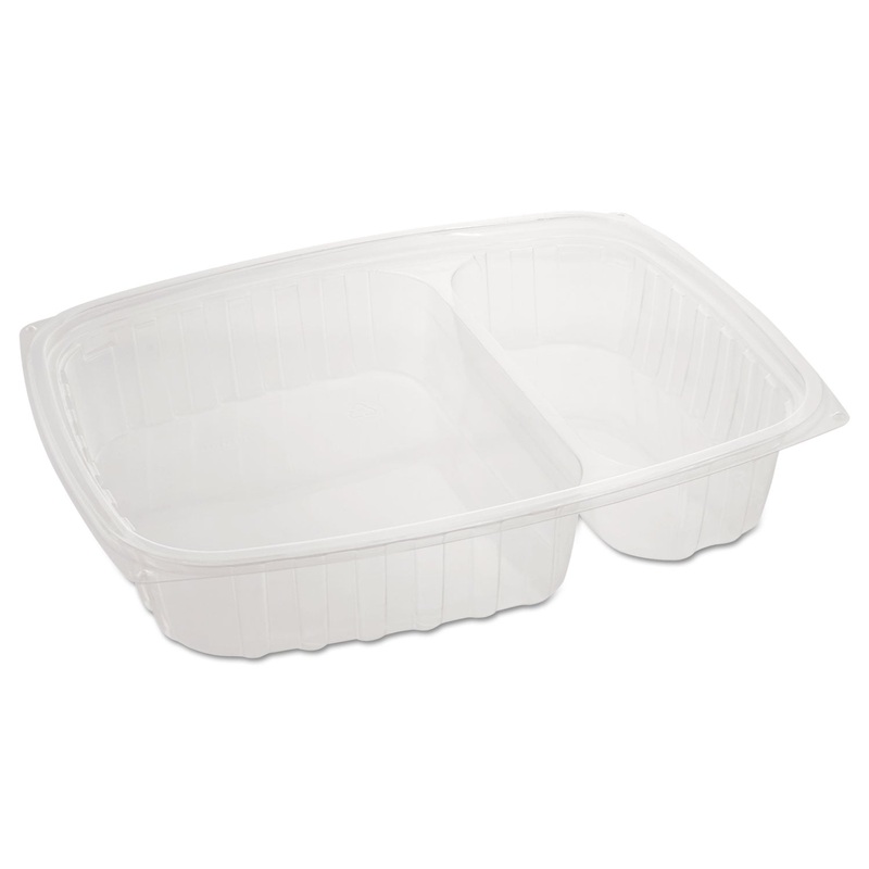 Clearpac Plastic Container, 9 X 1 7/10 X 7 2/5, 32 4/5 Oz, 2 Cpt, 63/pk 4 Pk/ct