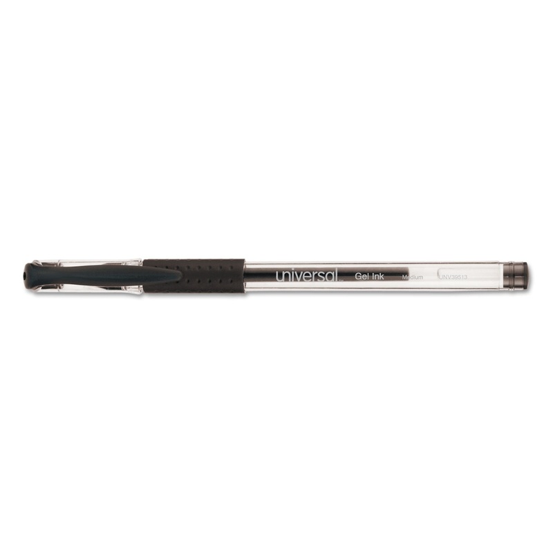 COMFORT GRIP STICK GEL PEN, MEDIUM 0.7MM, BLACK INK, CLEAR BARREL, 60/PACK