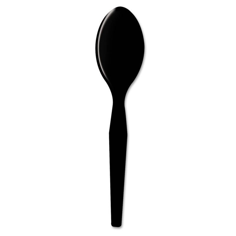 Plastic Cutlery, Heavy Mediumweight Teaspoons, Black, 1000/carton