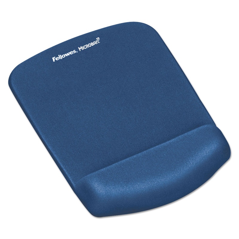 Plushtouch Mouse Pad With Wrist Rest, Foam, Blue, 7 1/4 X 9-3/8